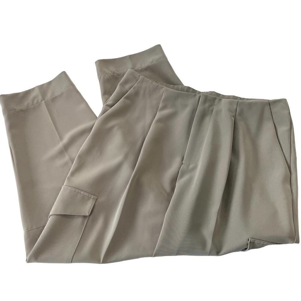 Prologue Womens Neutral Ankle Length Casual Cargo Trouser Pants, Plus 14 - Picture 12 of 14